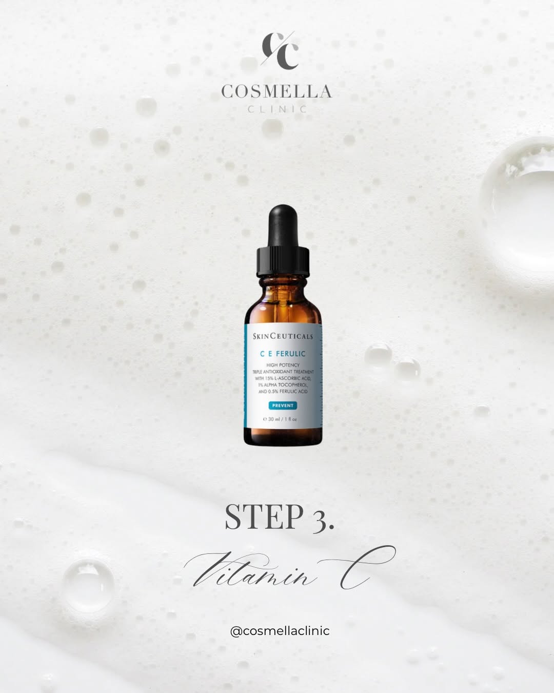 SkinCeuticals C E Ferulic vitamin C serum used in the morning skincare routine at Cosmella Clinic Glasgow
